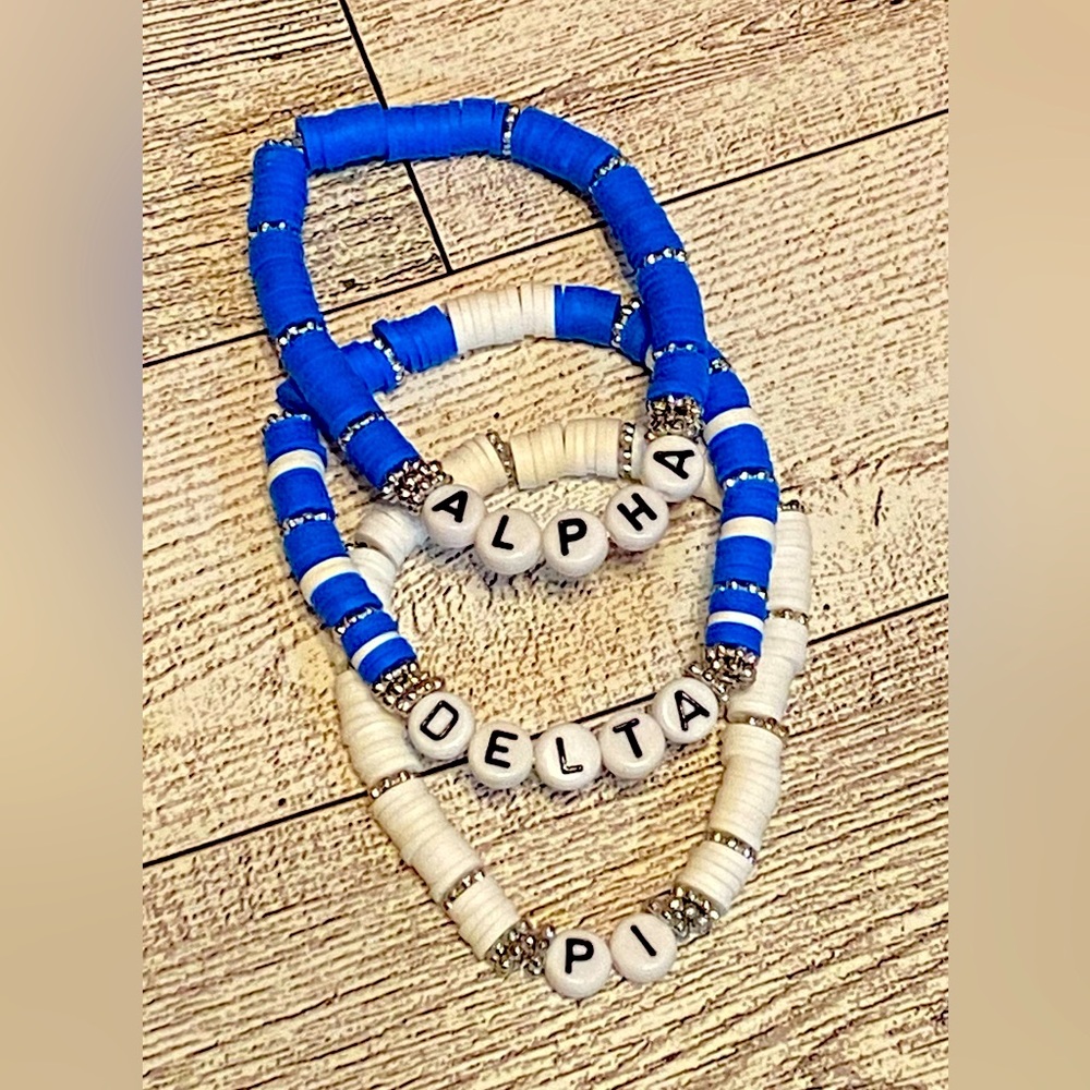 Alpha Delta Pi Heishi Bead Bracelets set of 3